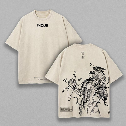 Kaiju Nr. 8 T-Shirt | Übergroßes gewaschenes Anime-Shirt