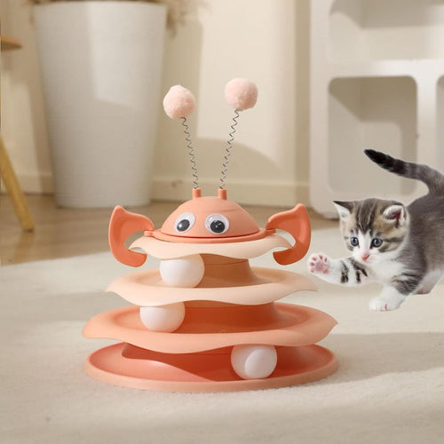 Interactive 3-Layer Cat Toy Tower