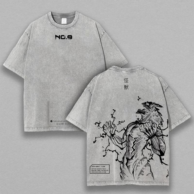 Kaiju Nr. 8 T-Shirt | Übergroßes gewaschenes Anime-Shirt