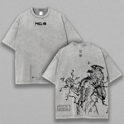Kaiju Nr. 8 T-Shirt | Übergroßes gewaschenes Anime-Shirt
