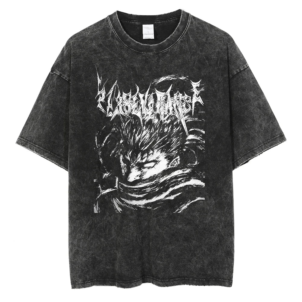Anime Motiv Berserk Guts - Washed Vintage T-Shirt Herren Ver. 4