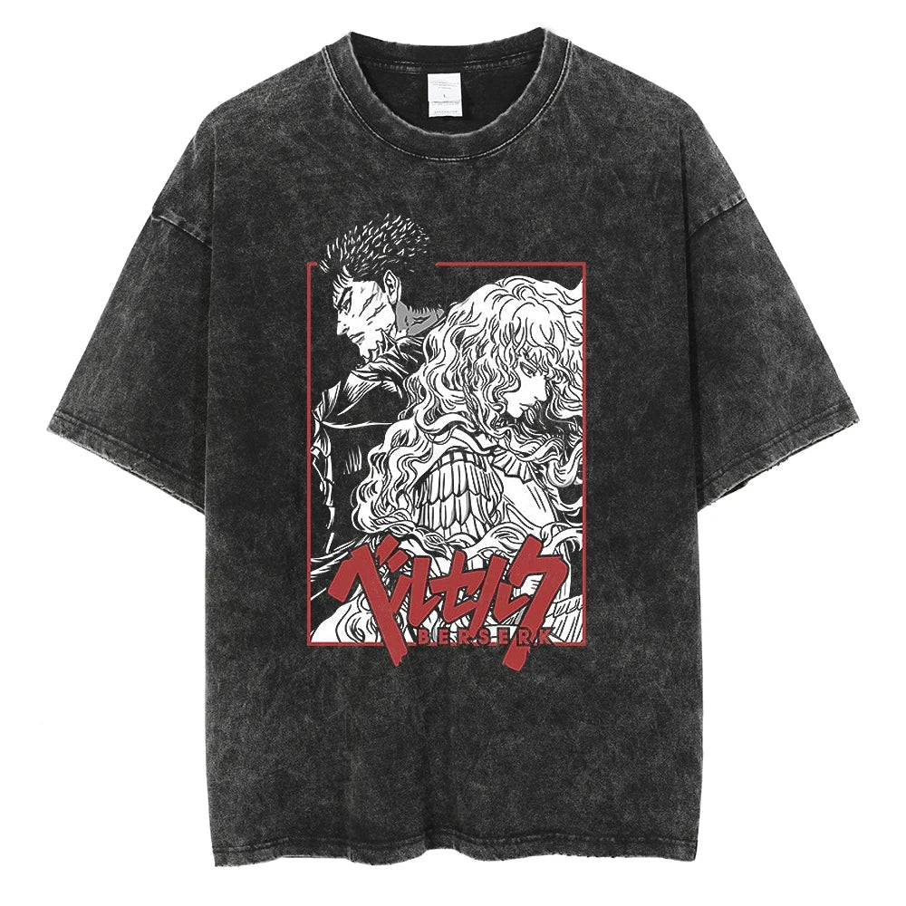 Anime Motiv Berserk Guts - Washed Vintage T-Shirt Herren Ver. 4