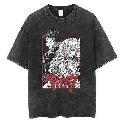Anime Motiv Berserk Guts - Washed Vintage T-Shirt Herren Ver. 4
