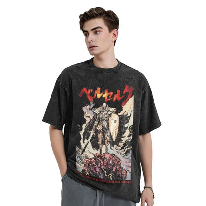 Anime Motiv Berserk Guts Victory Washed Vintage T-Shirt Herren