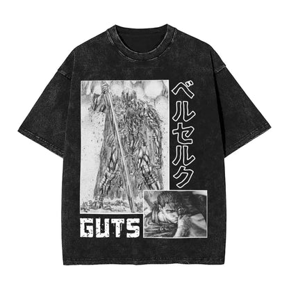 Anime Motiv Berserk Guts Victory Washed Vintage T-Shirt Herren