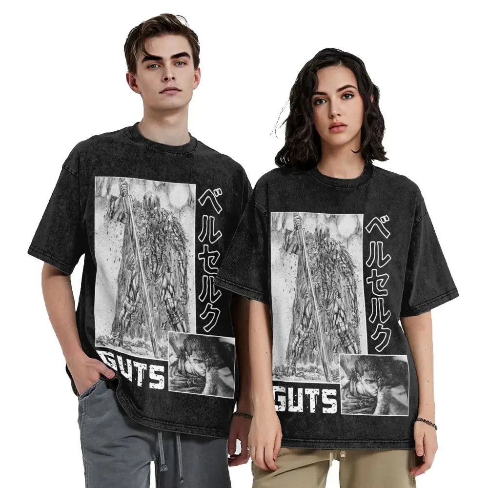 Anime Motiv Berserk Guts Victory Washed Vintage T-Shirt Herren