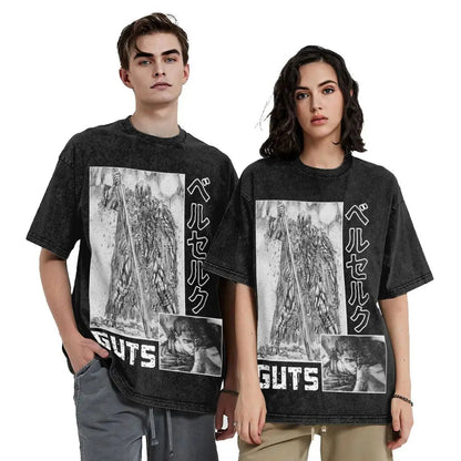 Anime Motiv Berserk Guts Victory Washed Vintage T-Shirt Herren