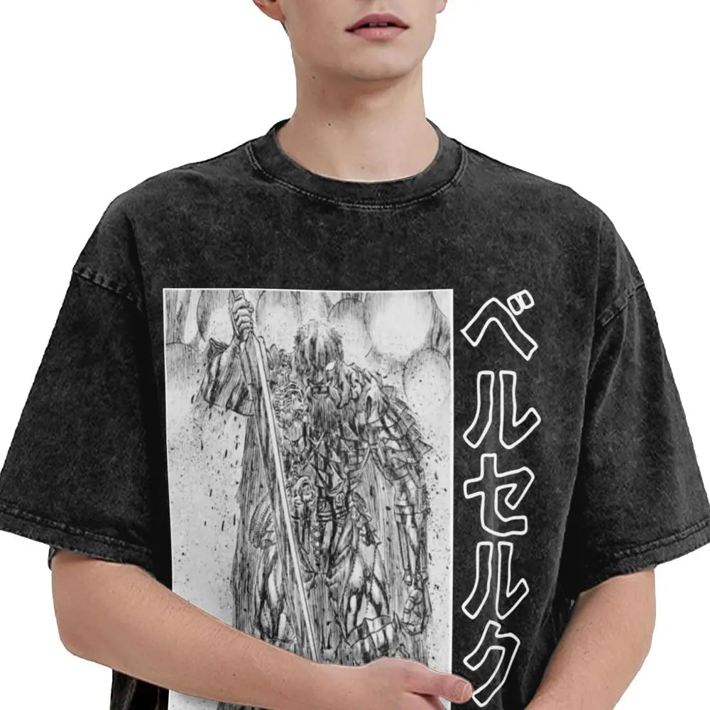 Anime Motiv Berserk Guts Victory Washed Vintage T-Shirt Herren
