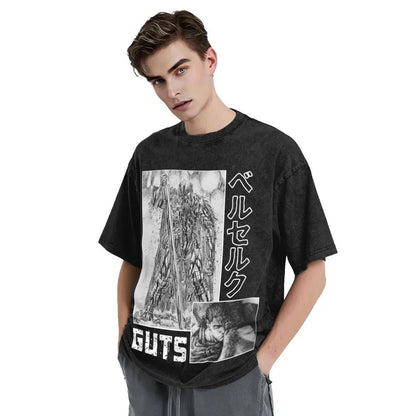 Anime Motiv Berserk Guts Victory Washed Vintage T-Shirt Herren
