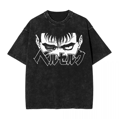 Anime Motiv Berserk Guts Washed Vintage T-Shirt Herren