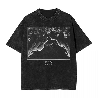 Anime Motiv Berserk Guts Washed Vintage T-Shirt Herren - Fight Mode