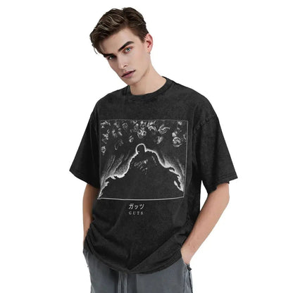 Anime Motiv Berserk Guts Washed Vintage T-Shirt Herren - Fight Mode