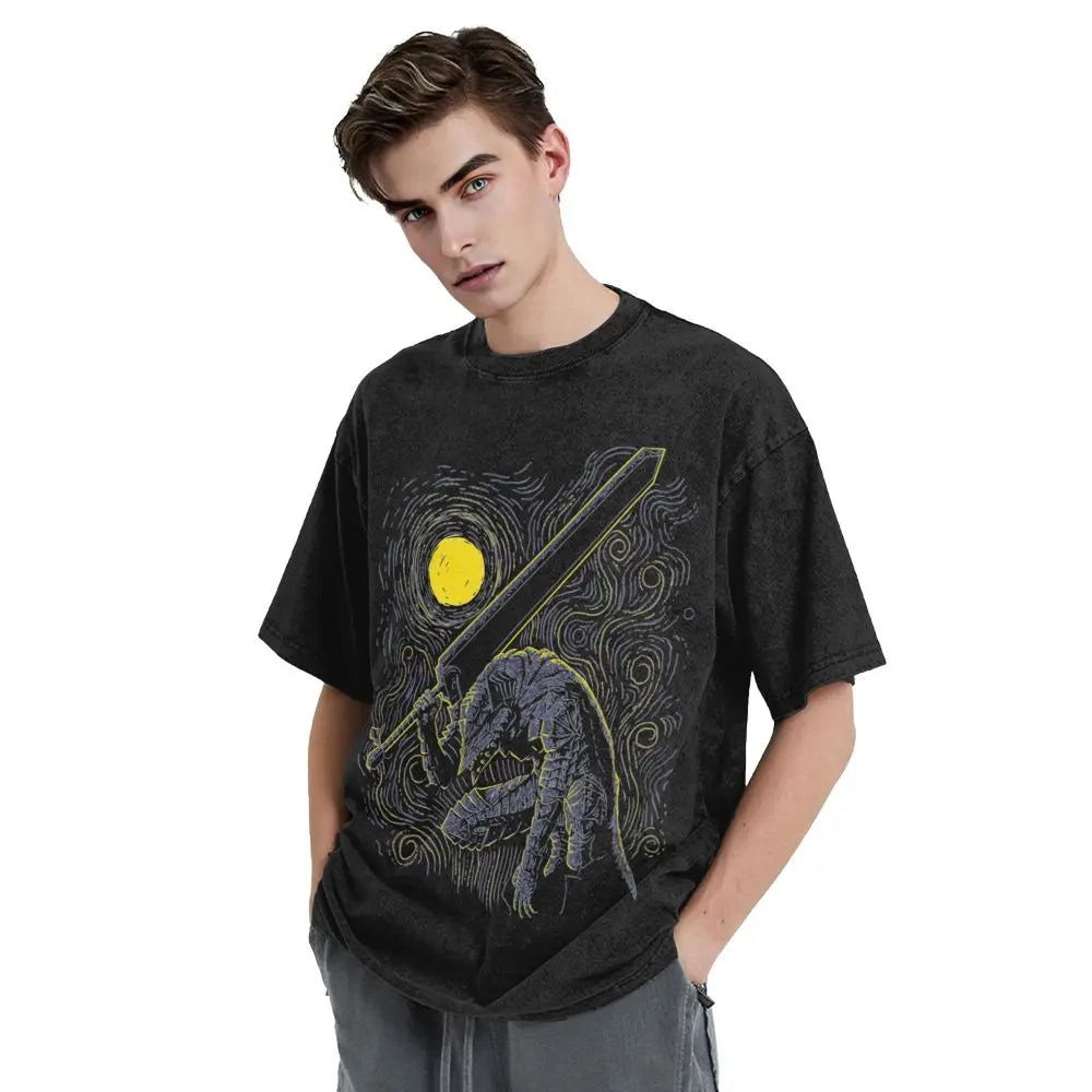 Anime Motiv Berserk Guts Washed Vintage T-Shirt Herren - Ver. 2