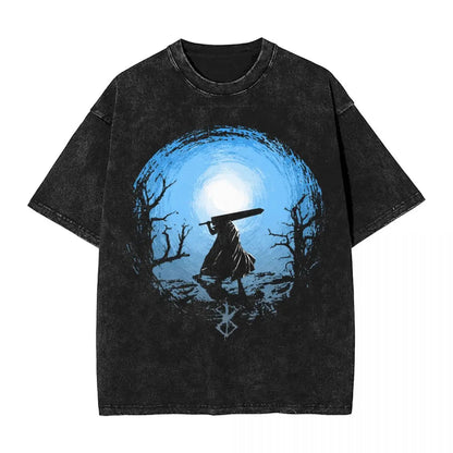 Anime Motiv Berserk Guts Washed Vintage T-Shirt Herren - Ver. Blue Sky
