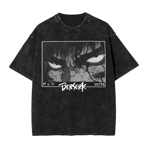 Anime Motiv Berserk Guts Washed Vintage T-Shirt Herren - Ver. Face of the Champ