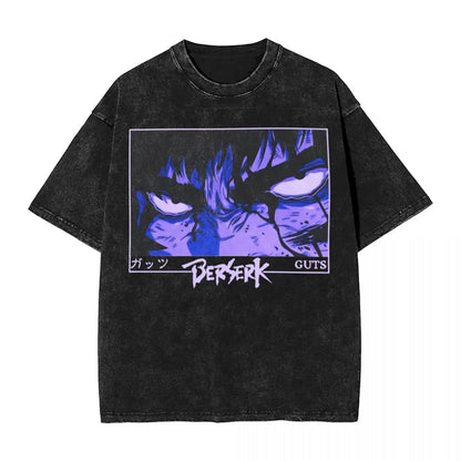 Anime Motiv Berserk Guts Washed Vintage T-Shirt Herren - Ver. Face of the Champ