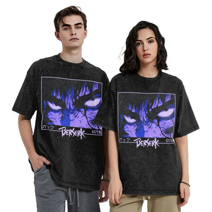 Anime Motiv Berserk Guts Washed Vintage T-Shirt Herren - Ver. Face of the Champ