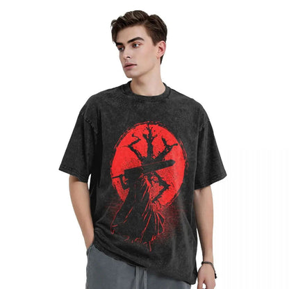 Anime Motiv Berserk Guts Washed Vintage T-Shirt Herren - Ver. Red Moon