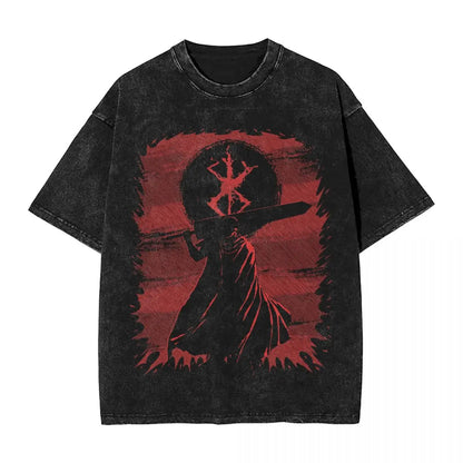 Anime Motiv Berserk Guts Washed Vintage T-Shirt Herren - War Ride