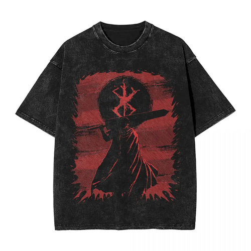 Anime Motiv Berserk Guts Washed Vintage T-Shirt Herren - War Ride