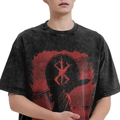 Anime Motiv Berserk Guts Washed Vintage T-Shirt Herren - War Ride
