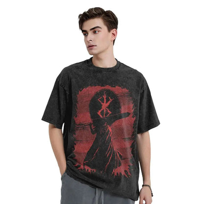 Anime Motiv Berserk Guts Washed Vintage T-Shirt Herren - War Ride