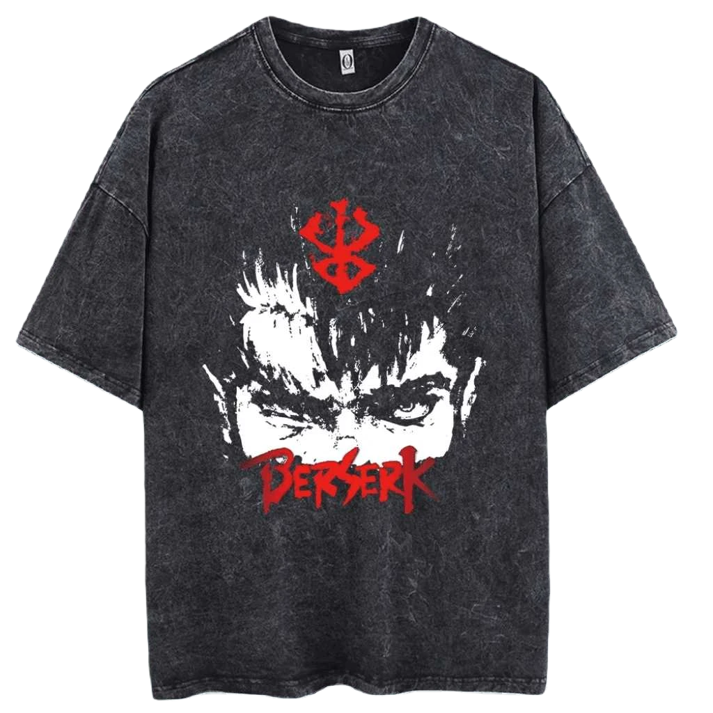 Anime Motiv Berserk Guts Washed Vintage Tee Ver. 2