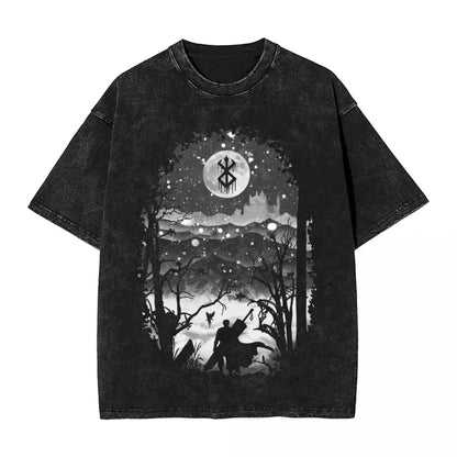 Berserk Guts Anime Motiv Washed Vintage T-Shirt Herren - Ver. Night