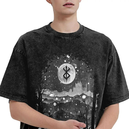 Berserk Guts Anime Motiv Washed Vintage T-Shirt Herren - Ver. Night