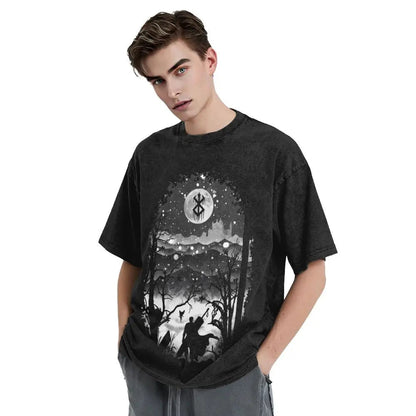 Berserk Guts Anime Motiv Washed Vintage T-Shirt Herren - Ver. Night