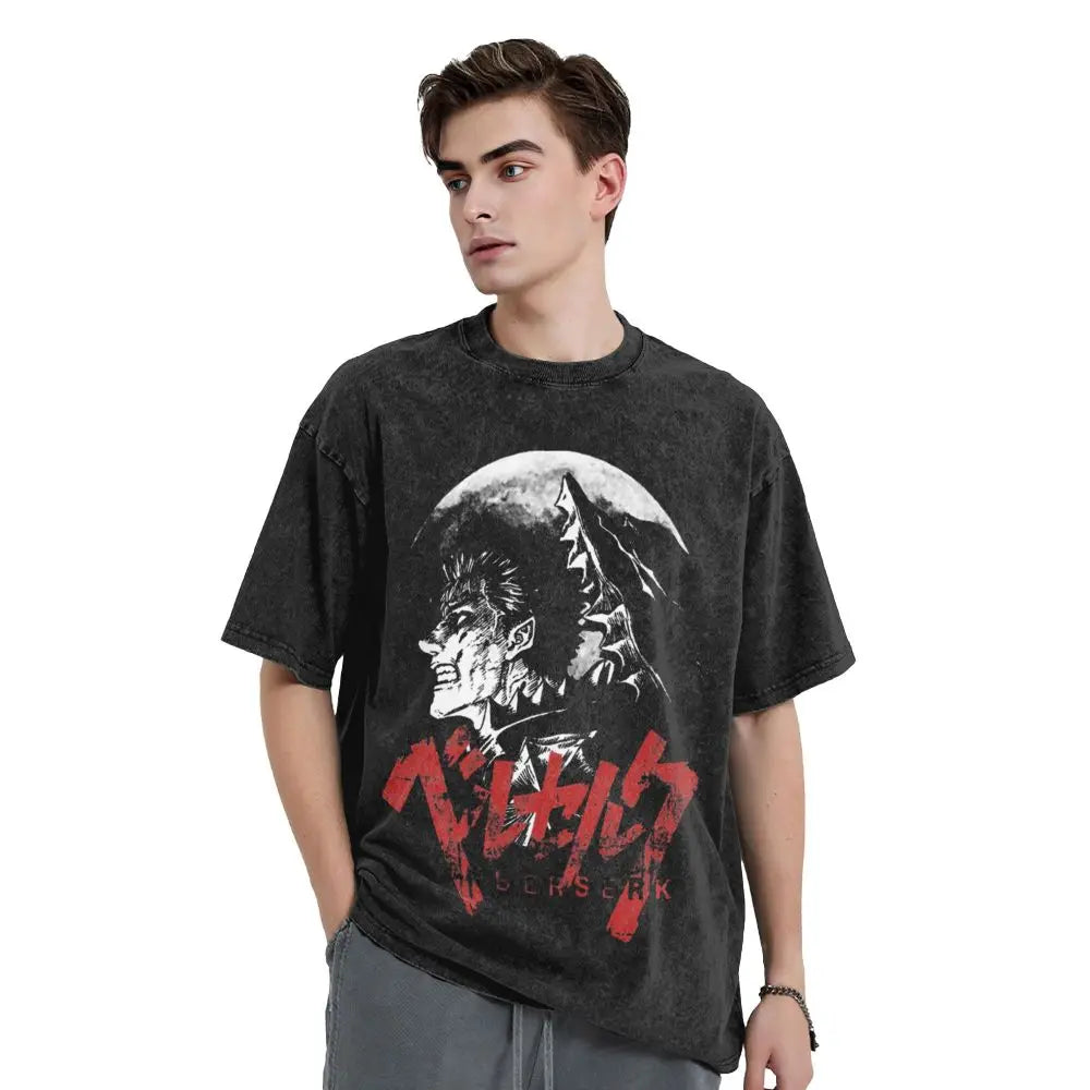 Berserk Guts Washed Anime Motiv Vintage T-Shirt Herren - Ver. Mad Moon