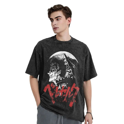 Berserk Guts Washed Anime Motiv Vintage T-Shirt Herren - Ver. Mad Moon