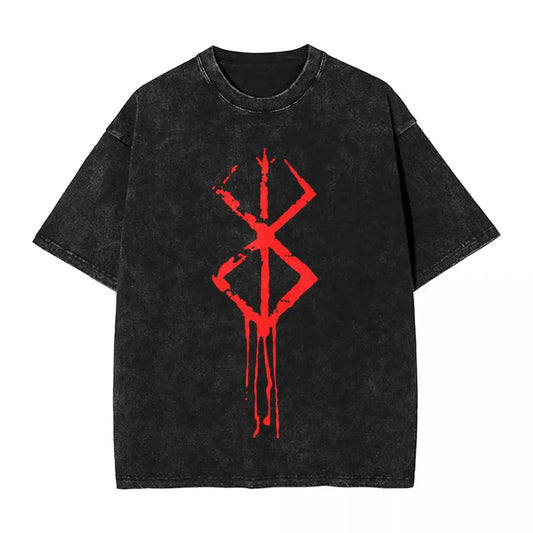 Berserk Guts Washed Vintage T-Shirt Herren Anime Motiv