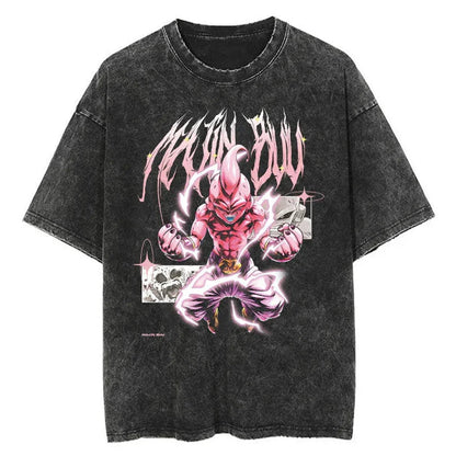 Dragon Ball Majin Buu - Washed Vintage Oversize T-Shirt Herren - Anime Motiv Streetwear
