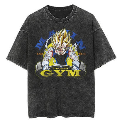 Dragon Ball Majin Vegeta Gym Washed Vintage Oversize T-Shirt Herren - Anime Motiv Streetwear