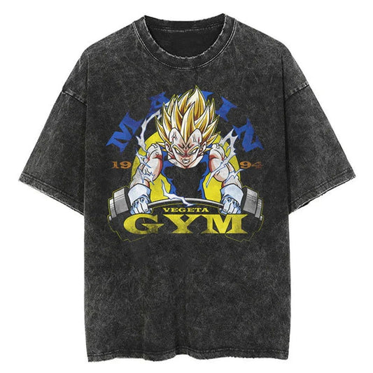 Dragon Ball Majin Vegeta Gym Washed Vintage Oversize T-Shirt Herren - Anime Motiv Streetwear