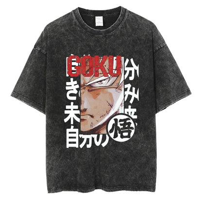 Dragon Ball T-Shirt Herren - Goku Anime Motiv Streetwear - Oversized Washed  Vintage