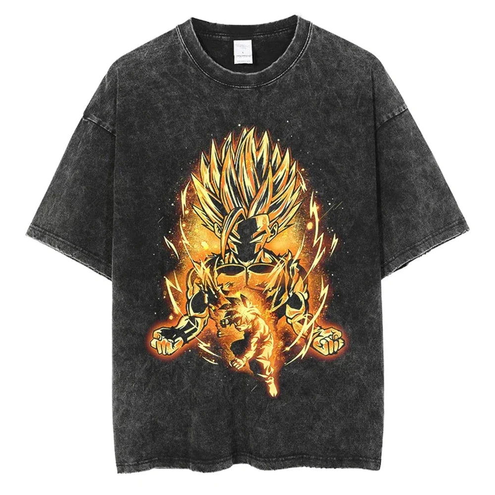 Dragon Ball T-Shirt Herren - Goku Anime Motiv Streetwear - Oversized Washed Vintage - Limited Version 1