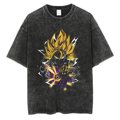 Dragon Ball T-Shirt Herren - Goku Demon Anime Motiv Streetwear - Oversized Washed Vintage - Limited Version