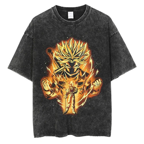 Dragon Ball T-Shirt Herren - Golden Goku Anime Motiv Oversized Washed Vintage - Limited Ver. 2