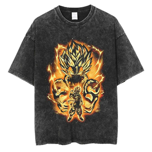 Dragon Ball T-Shirt Herren - Golden Goku Anime Motiv Oversized Washed Vintage - Limited Ver. 5