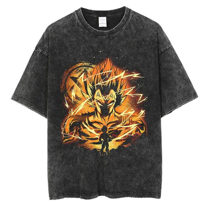 Dragon Ball T-Shirt Herren - Golden Goku Anime Motiv Streetwear - Oversized Washed Vintage - Limited Version