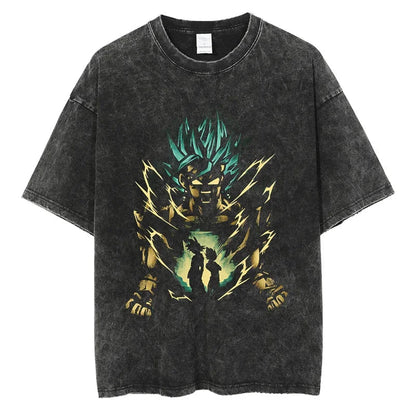 Dragon Ball T-Shirt Herren - Green Goku Anime Motiv Streetwear - Oversized Washed Vintage - Limited Ver. 2