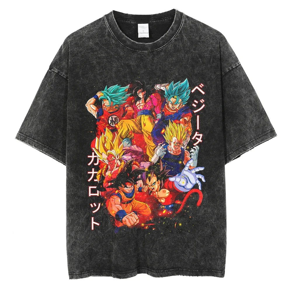 Dragon Ball T-Shirt Herren - SonGoku Anime Motiv Streetwear - Oversized Washed  Vintage