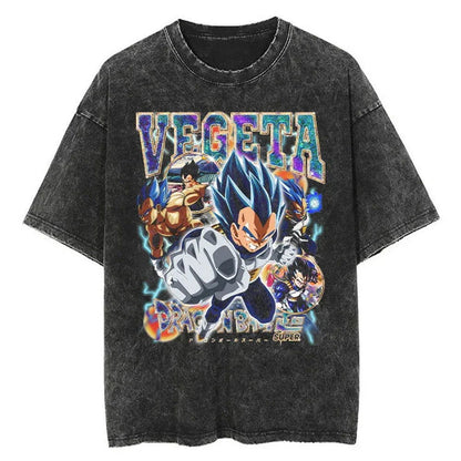 Dragon Ball Vegeta Washed Vintage Oversize T-Shirt Herren - Anime Motiv Streetwear