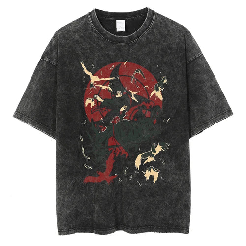 Itachi Tsukuyomi Naruto T-shirt - Anime Motiv Streetwear Harajuku - Washed Vintage