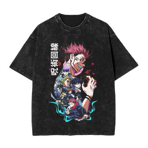 Anime Motiv Washed Vintage Tee - Jujutsu Kaisen