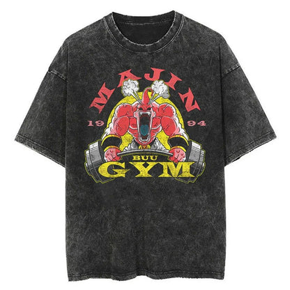 Majin Buu Gym Dragon Ball Washed Vintage Oversize T-Shirt Herren - Anime Motiv Streetwear
