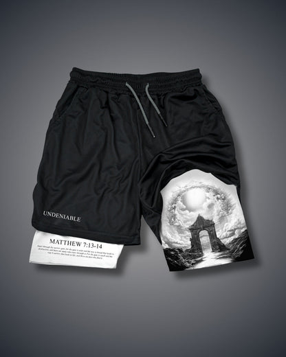 Matthäus 7:13-14 Enge Pforte Performance Shorts
