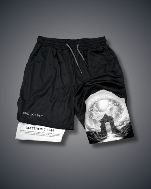 Matthäus 7:13-14 Enge Pforte Performance Shorts